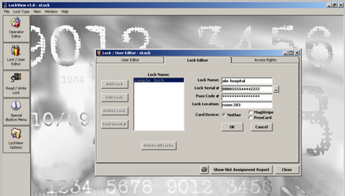 CompX eLock LockView Software screenshot 2: Lock Editor, larger view