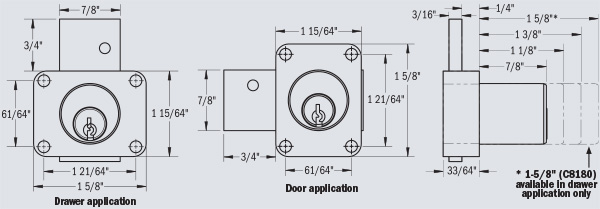Door and Drawer applications available in BHMA Grade 1 and Grade 2 Certified Dead Bolt Locks