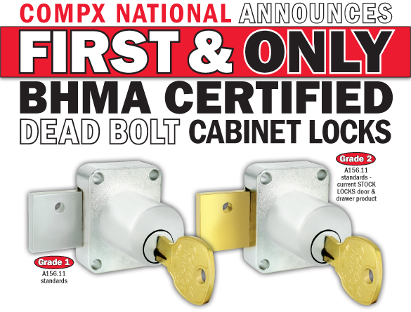 CompX Security Products Announces First and Only BHMA Certified Dead Bolt Cabinet Locks