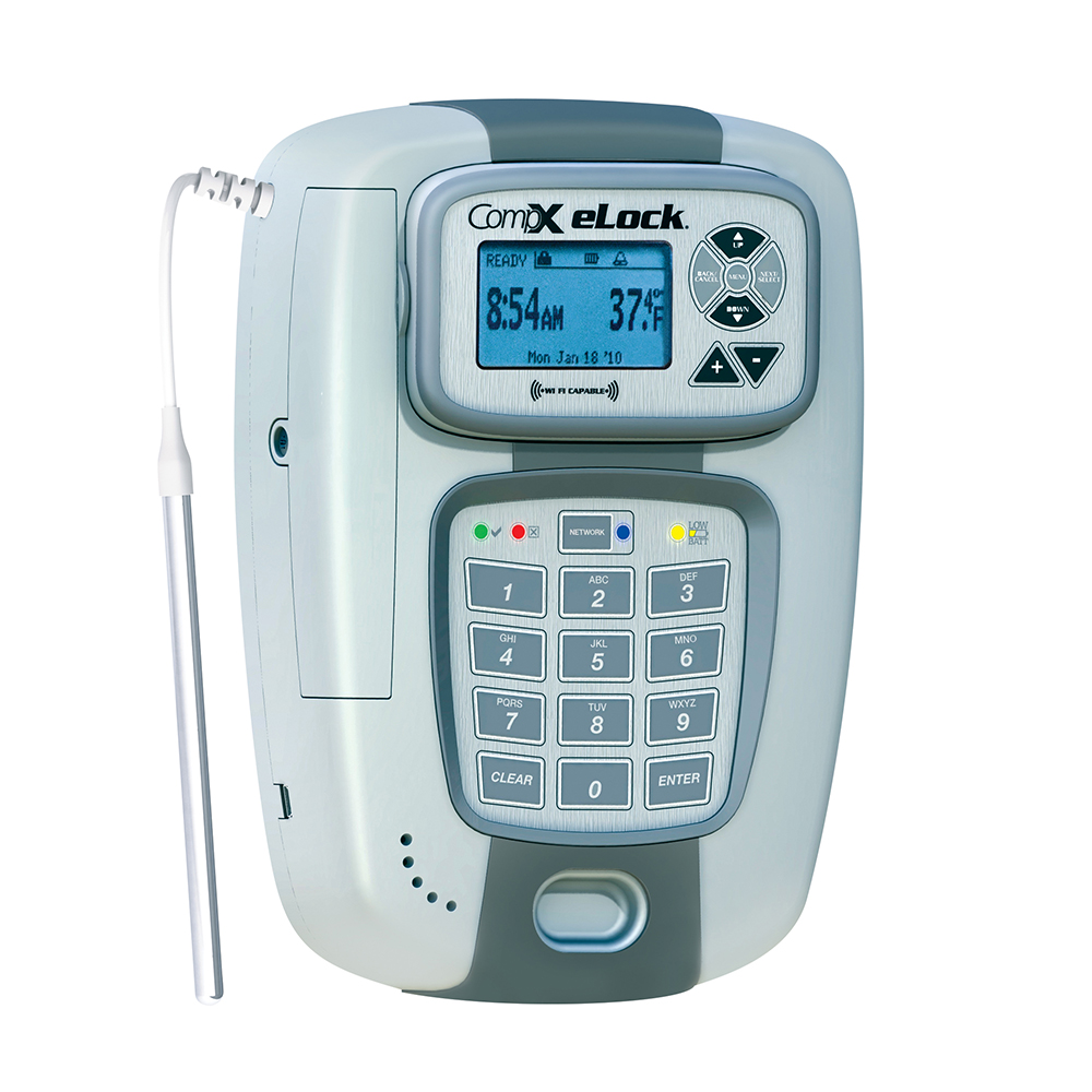 CompX eLock 200 series refrigerator/freezer – non-network, proximity card reader + keypad, temperature monitoring, left hand – SS-PRKP-TMP-L