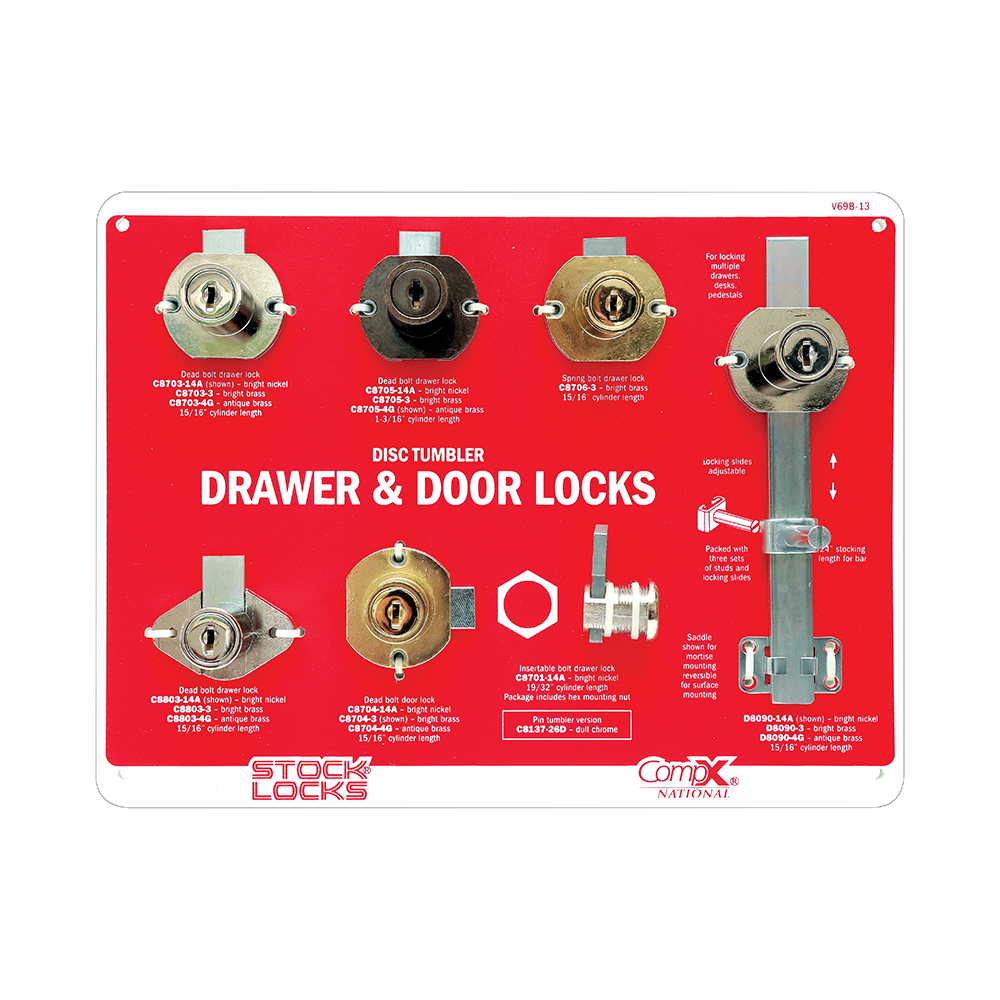 Disc tumbler and cam lock display board – V69B-13